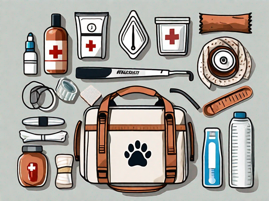 What first aid items should be in a dog travel kit?